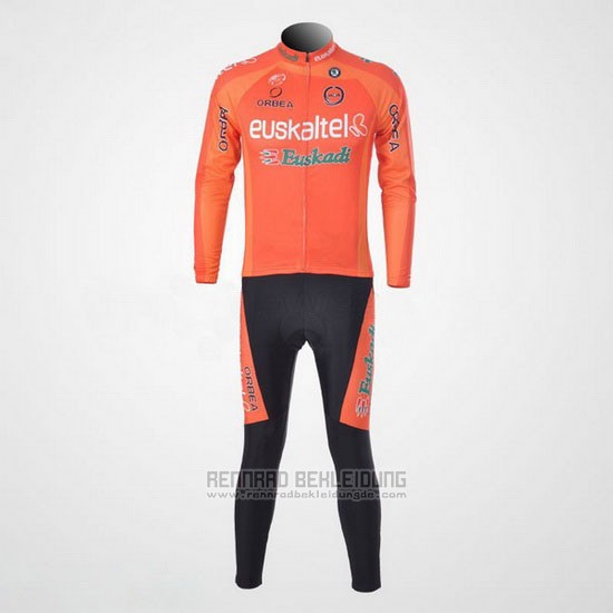 2011 Fahrradbekleidung Euskalte Orange Trikot Langarm und Tragerhose